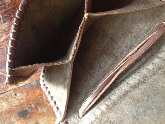 Tooled Leather Biker Pouch, Rustic Leather Wallet… - image 4