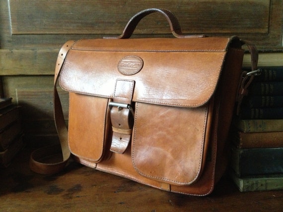 1970s Brown Leather Handbag Saddlebag Mini Briefca