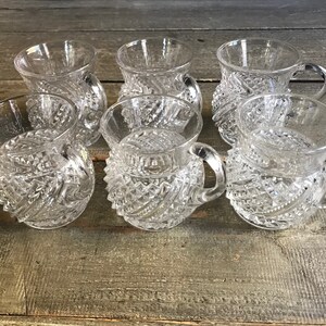 Antique Punch Glass Set, Cut Glass, Holiday Serving, Decor Set of 6, ca 1920s KA image 4