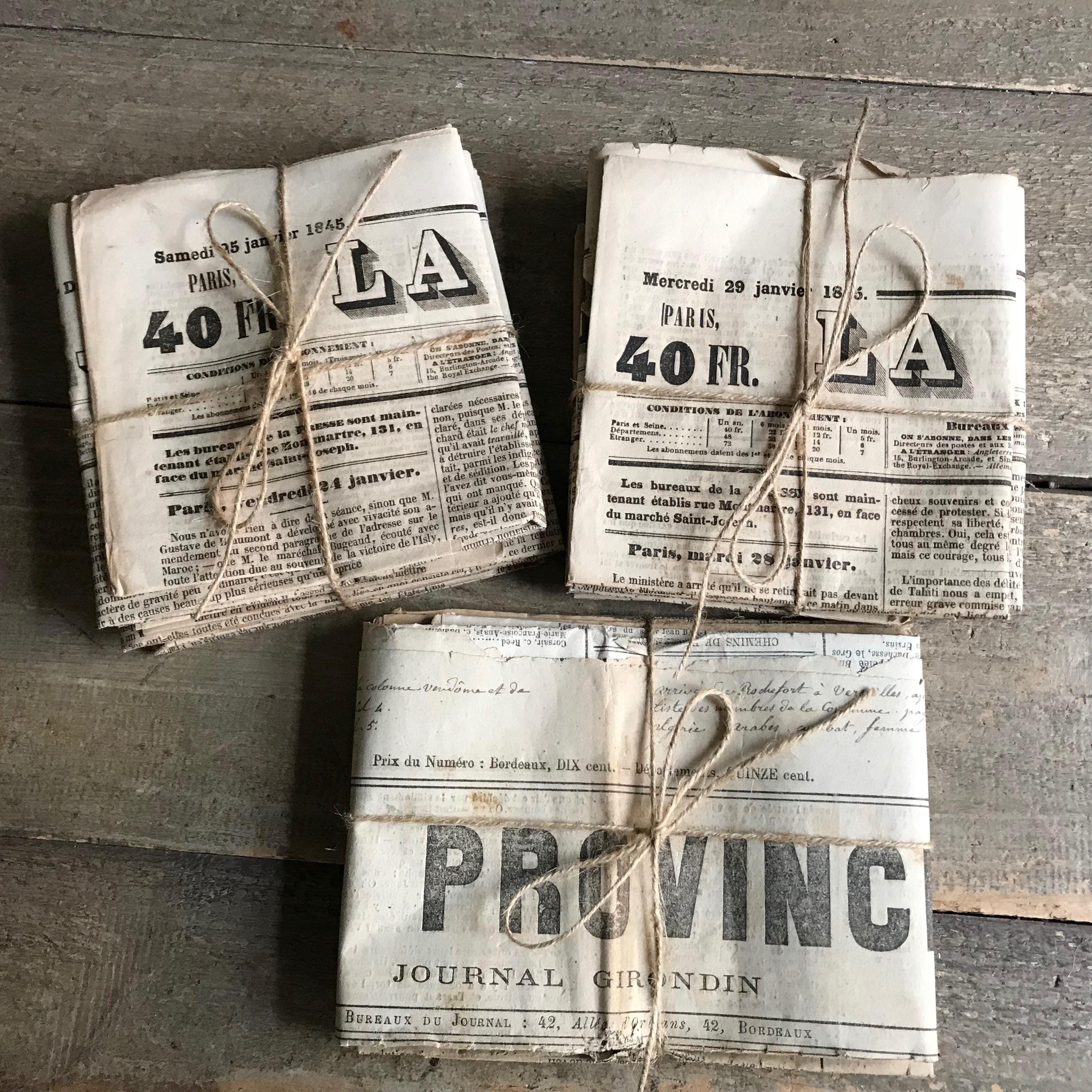 フランス新聞　まとめ売り 19世紀フランスの新聞セット、歴史的記念品、広告、写真撮影用小道具