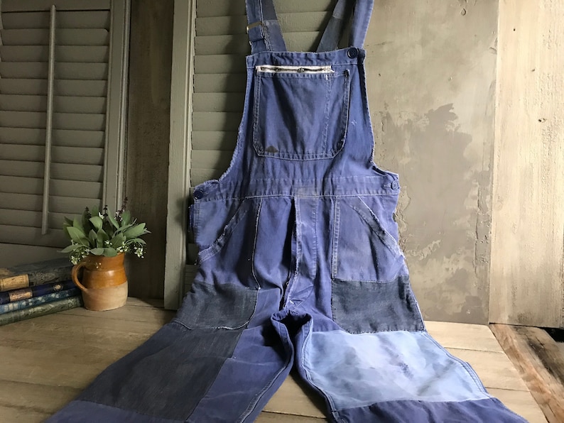 French Jeans Overall Work Wear, Bib Overalls, Blue Jeans, Peasant Work Wear, Distressed Denim, Homesteader, Gardening Wear image 10