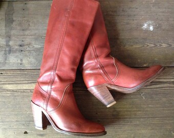 rust knee high boots