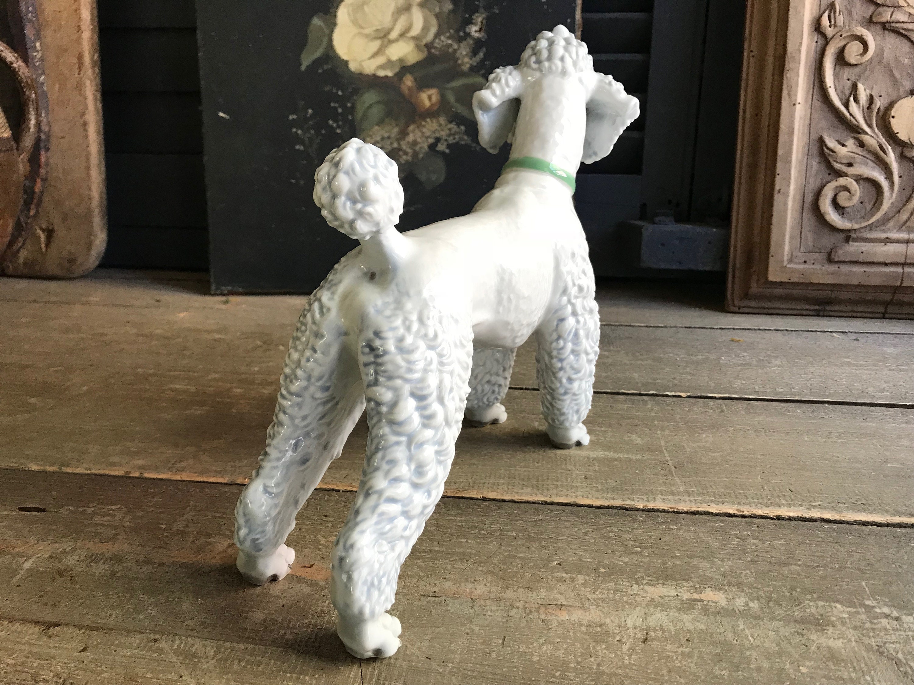 ローゼンタールの白いプードルの置物、ドイツ製、磁器、9インチ、刻印