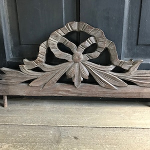 French Architectural Wood Mount, Carved Ribbon Pediment, Wall Mount, Wall Art, Chateau Decor