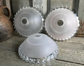 1 1920s Glass Lamp Shade French Art Deco Frosted Glass, Sold by Each, 3 Available