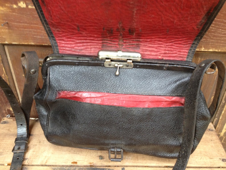 French Leather Engineer Case Bag Messenger Telegraph Railway Tool Satchel