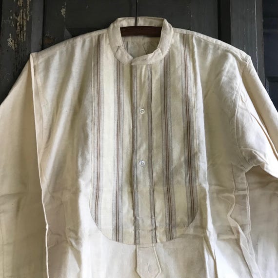 French Striped Shirt, Brushed Cotton Chemise, Nig… - image 5