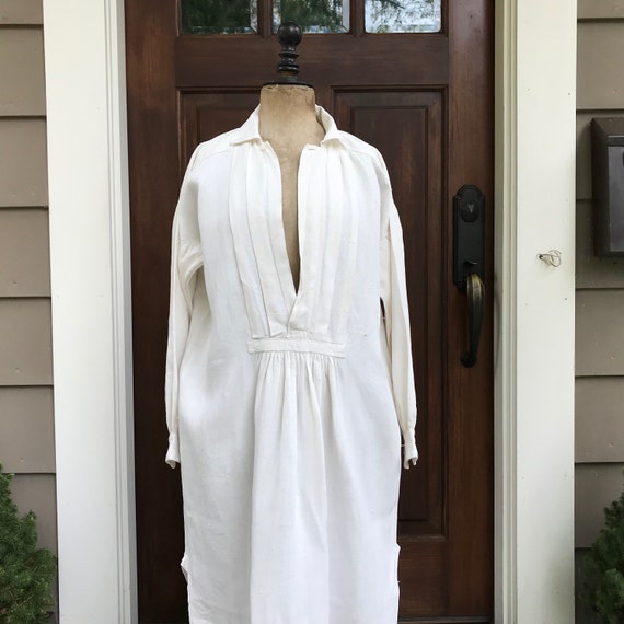 Rustic 19th C French Chore Shirt, Linen Chemise, … - image 5