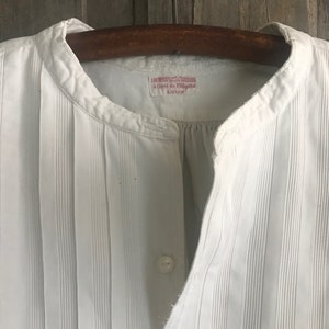 French Mens Gents Dress Shirt, White Cotton, Monogram, Original Lyon Shirtmaker Label, Edwardian, Period Clothing image 6