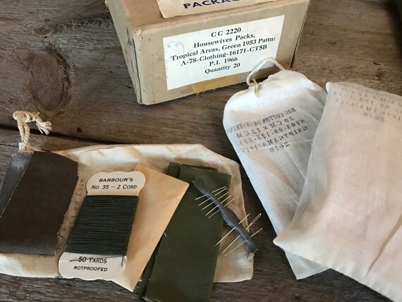 1960s Army Sewing Kits, Housewives Packs, Original Trade Package, Set of 3, Army Surplus, Canvas Tent, Camping, Military
