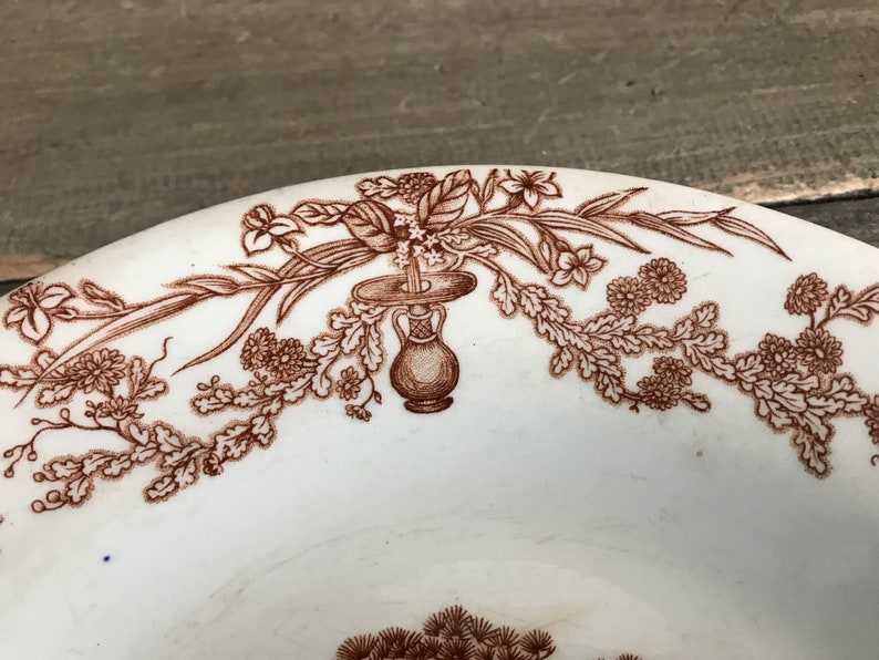 French Gien Faïence Plate, Stoneware, Floral, Médailles d'or, Yeddo, Diplome D'Honneur, French Farmhouse, Farm Table image 6