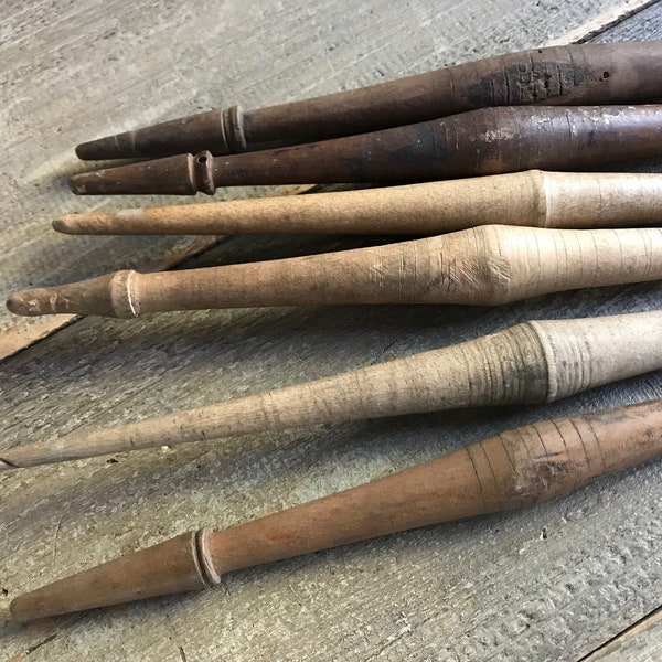 Antique Lace Making Bobbins, French Rare and Unique Wooden Bobbins, Set of 3