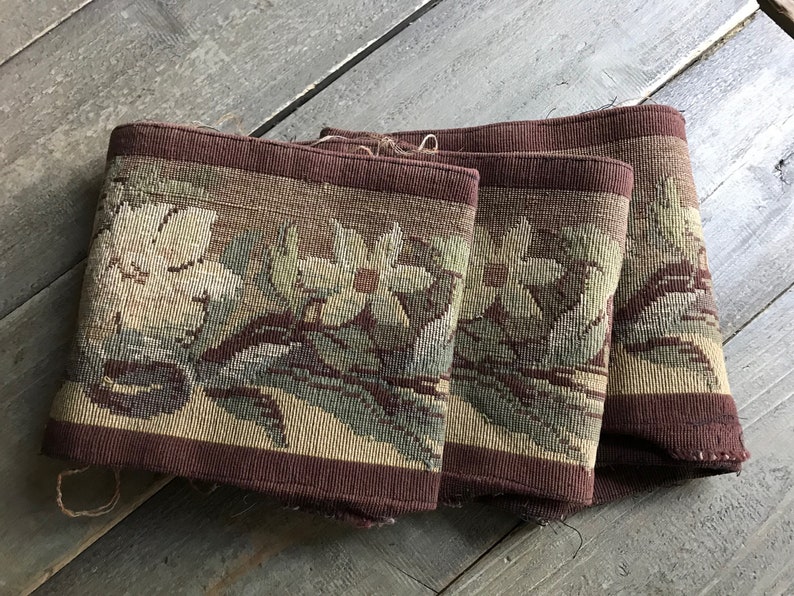 French Jacquard Tapestry Trim Border, Muted Floral Print, Sewing, Pillow Project Fabric, French Farmhouse Decor image 9