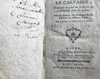 18世紀フランス製革装丁本、金箔押しの背表紙、シャトー装飾、18世紀の
