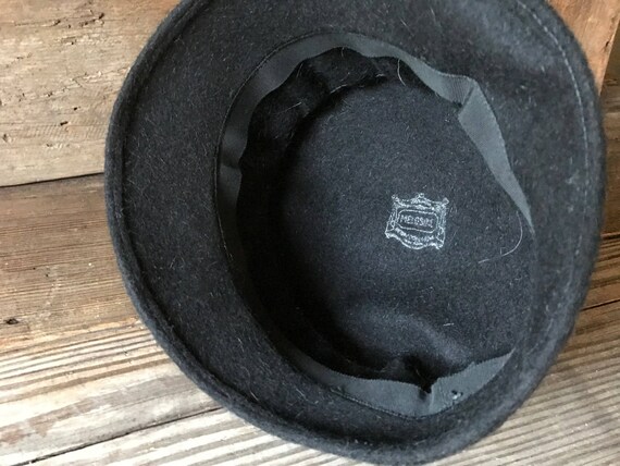 Cloche Hat Black Felt, Grosgrain Ribbon and Bow - image 4