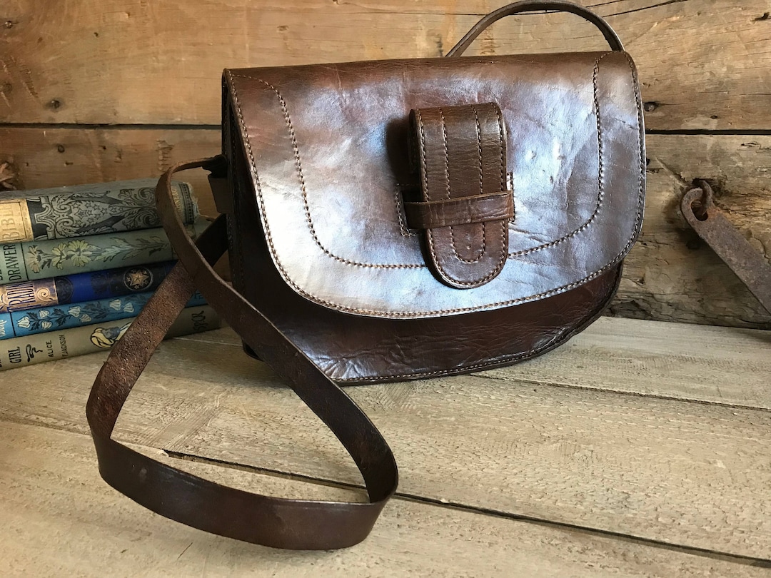 Brown Leather Handbag, Rustic Chestnut Brown Satchel - Etsy