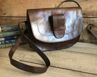 Braune Leder Handtasche, Rustikale Kastanienbraun Satchel