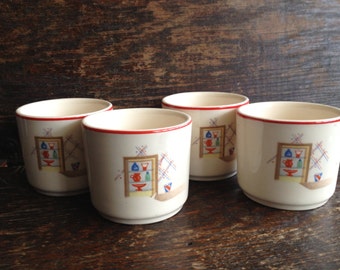 Custard Cups, Cambridge Glazed Stoneware Pottery Set of 4