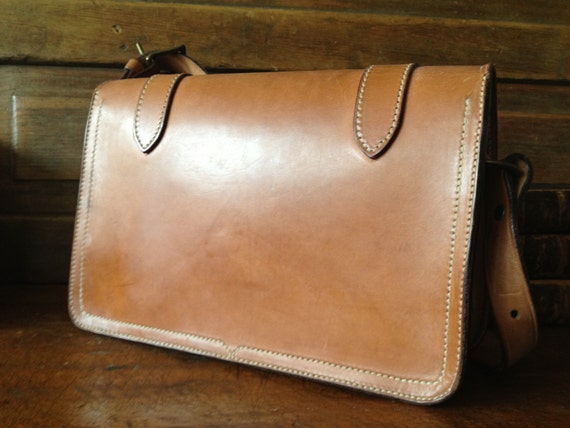 Belted Brown Leather Purse, Handbag Mini Briefcas… - image 4