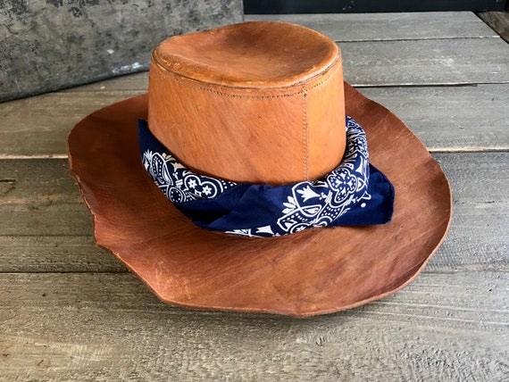 Rustic Leather Hat, Southwestern Cowboy Rancher H… - image 2