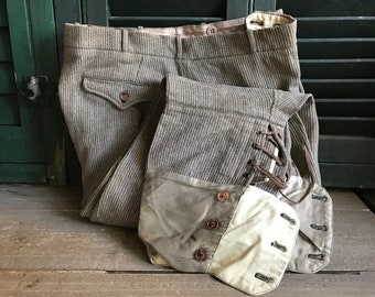 1930年代のヴィンテージ乗馬パンツ、ジョッパーズ、ウールパンツ