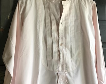 French Mens Pink Dress Shirt, Edwardian Formal Wear, Stud Collar, Collarless, Period Clothing
