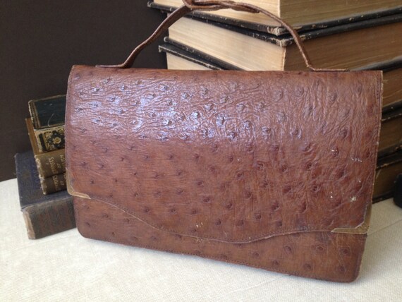 1920s Genuine Ostrich Leather Clutch Purse Handba… - image 5