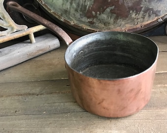 French Dehillerin Copper Saucepan, Paris, Large, Professional Quality, Culinary, Hallmarked, Rustic French Cuisine, For Restoration