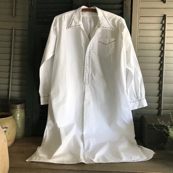 French White Linen Shirt, Chemise, Nightgown, Nig… - image 1