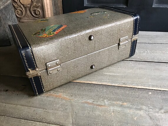 Mid Century Suitcase, Tweed Style, Cosmetic, Smal… - image 7