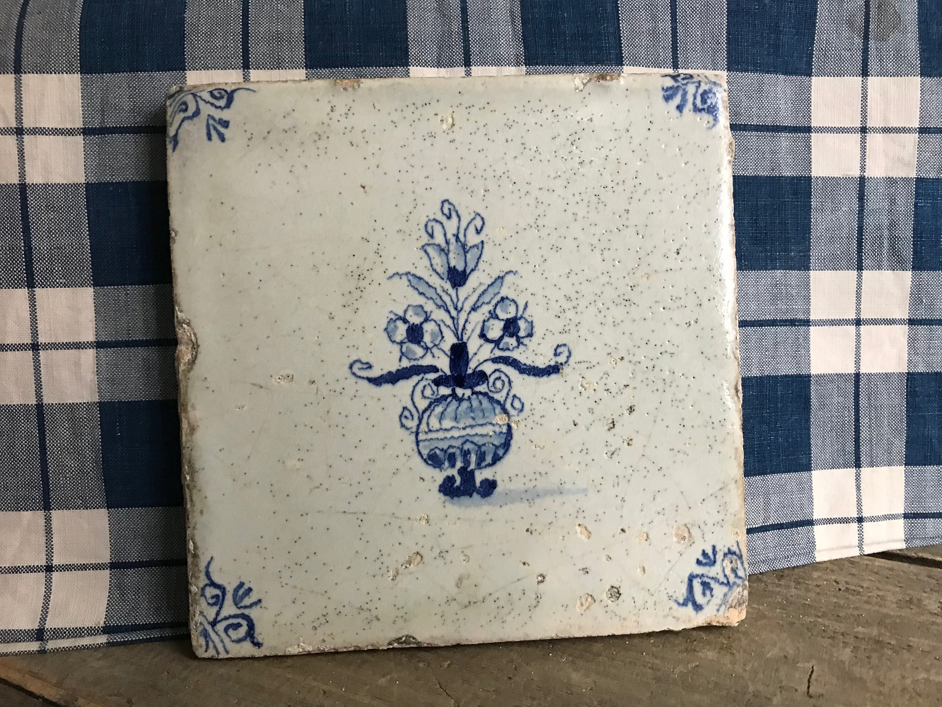18a C Azulejo holandés de Delft Maceta Pintado a mano Azul | Etsy