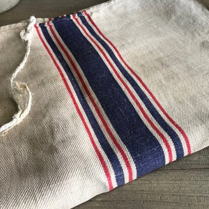 French Hemp Fabric Sack, Blue Red Stripe, Grain, Flour, Hemp Linen  Bag, Pillow Fabric
