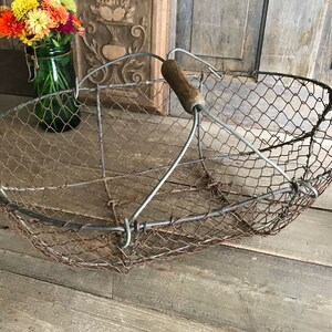 French Wire Harvest Basket, Garden Trug, Carrier, Oysters, Rustic French Farmhouse, Homesteading image 8