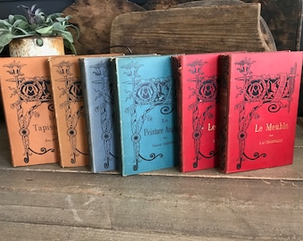 1 libro de arte francés, ilustrado, pintura, tapicería, muebles, ca 1880, apilamiento, libros con cubierta de lino, libro de referencia, tapa dura