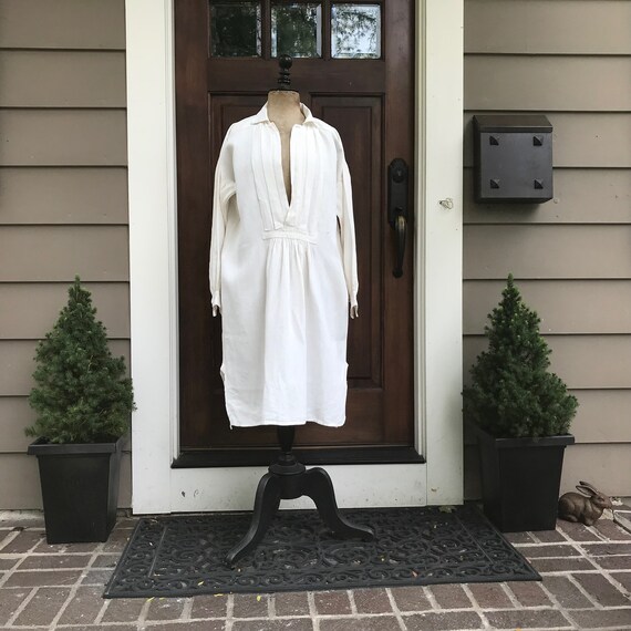 Rustic 19th C French Chore Shirt, Linen Chemise, … - image 2