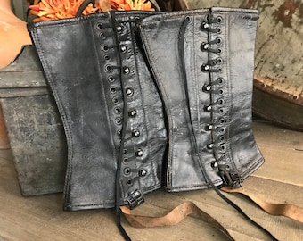 ヴィンテージドイツ - オリジナルミリタリーレザーゲートル - Etsy 日本
