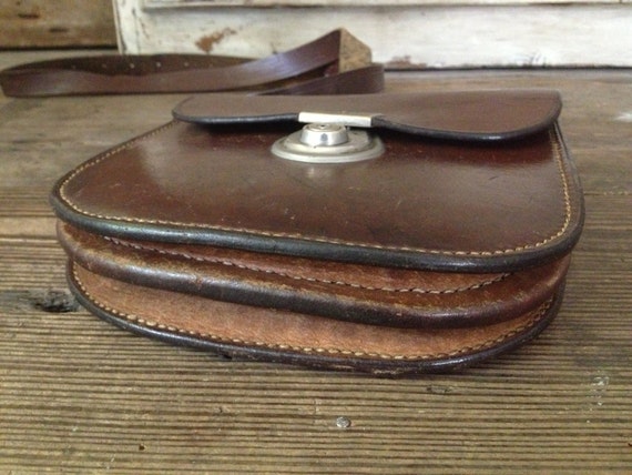 Brown Leather Crossbody Messenger Saddle Bag Mark… - image 4