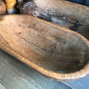 Antique Handcarved Wood Bowl, Primitive, Repair, Trencher, Cheese Trough, Dough Proofing Bowl, Rustic Farm Table, European Farmhouse Decor image 3