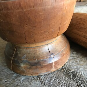 Antique Wood Mortar and Pestle, Handmade Primitive, Rustic French Country Farmhouse image 7
