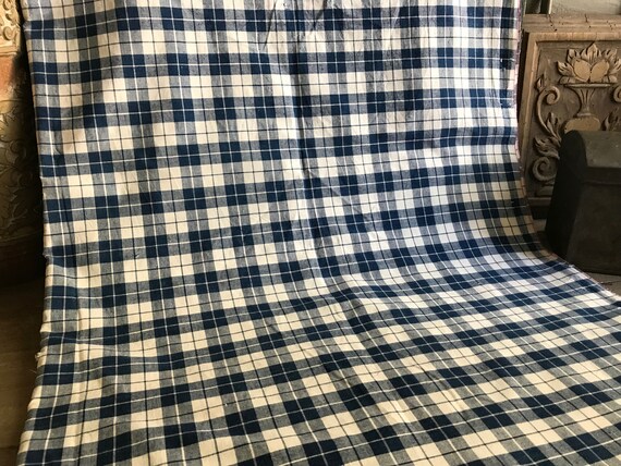 フレンチリネン ケルシュ生地、インディゴブルー、ブルーストライプ