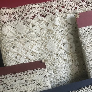 Antique Lace Trim Collection, Ivory Lace Bundle, 37 yards, Old Cream Needle Lace, Sewing Projects image 10