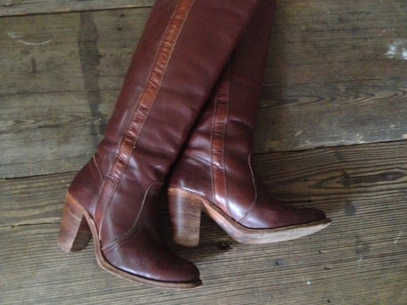 Salvatore Ferragamo Mid-Heel Riding Boots in Brown Leather ref.967078 -  Joli Closet