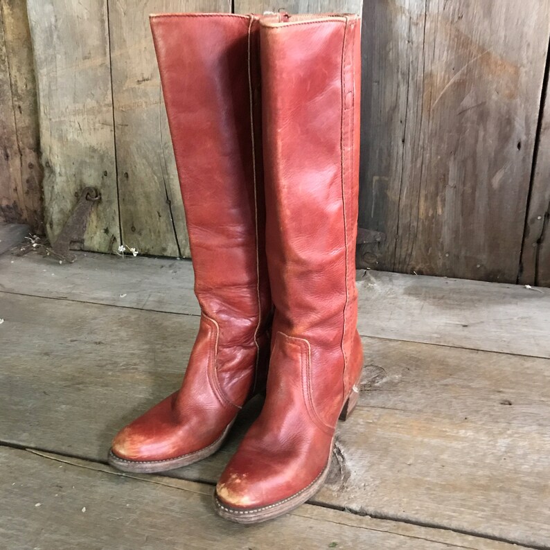 Frye Leather Riding Boots Black Label Made in USA Rust Etsy