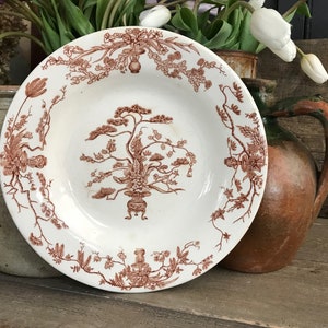 French Gien Faïence Plate, Stoneware, Floral, Médailles d'or, Yeddo, Diplome D'Honneur, French Farmhouse, Farm Table image 5