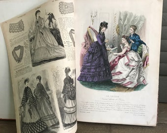 19世紀フランスの「ラ・セゾン」革装丁本、1869年、1870年のブック