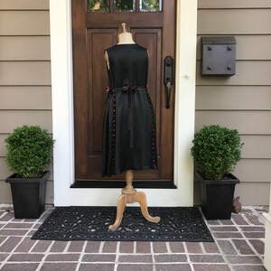 1920s Black Satin Sleeveless Dress, Flapper, Deco, Evening Dress, Formal, Period Clothing image 5