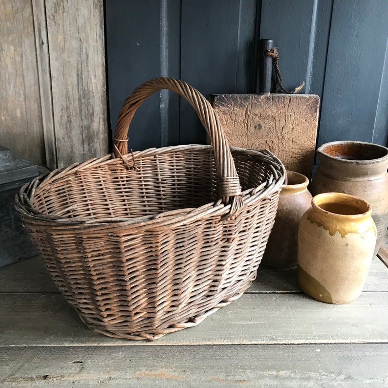 French Market Basket, Harvest, Shopping, Garden, Carry Handle, Farm Table, French Farmhouse image 4