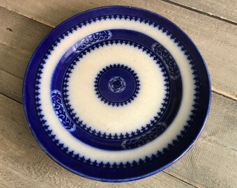 1840s English Ironstone Plate, Flow Blue, James Edwards, Collectible