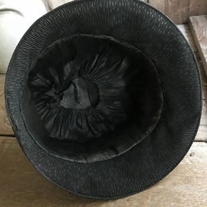 1920s French Cloche Hat, Black Chiffon, Pleated Textured image 8