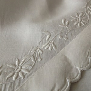 Cotton Lace Tea Dress, Antique Victorian Irish Crochet, White Cotton Linen Summer Day, Hand Embroidered image 4